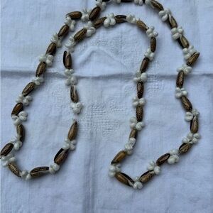 Elegant Brown and White Vintage Shell Necklace